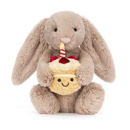 Soft Plush Bunny Toy – Birthday Edition Cuddly Stuffed Animal for Kids