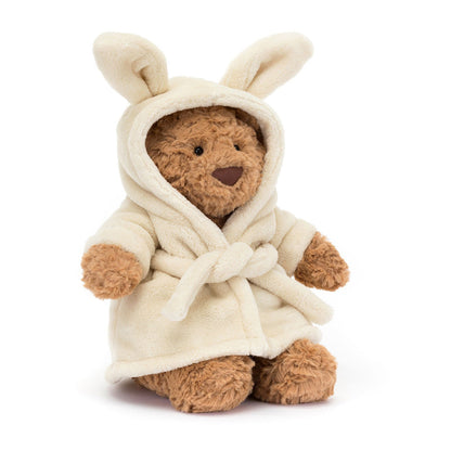 Soft Plush Teddy Bear with Cozy Bathrobe – Cuddly Stuffed Animal for Kids